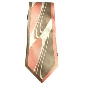 Prime Time Men's Tie Beige Peach Cream 100% Polyester 4" Wide